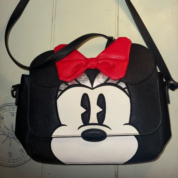 Disney Minnie Mouse Black and Red Crossbody Bag - Picture 1 of 4